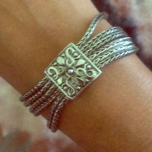 Vintage 6 Strand Silver Magnetic Clasp Bracelet
